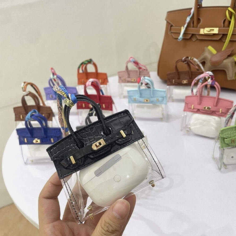 Black Croc Embossed Twist Lock Bag Charm